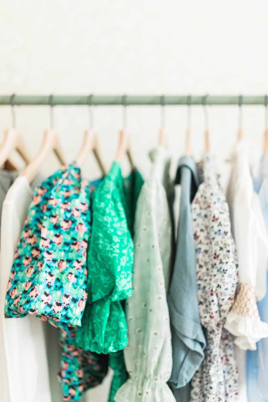 Colorful clothing on a rack